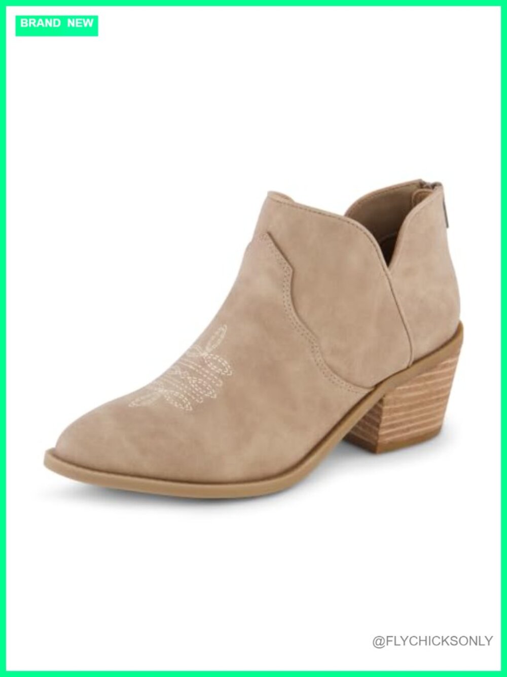 CUSHIONAIRE Rodeo Western Ankle Booties Pointed Toe Block Heel Faux Leather